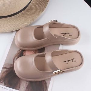 [Free Shipping] Summer WomenS Slip-On Sandals Casual And Fashionable New Style Thick-Soled Solid-Color Flat-Heeled Beach Sandals