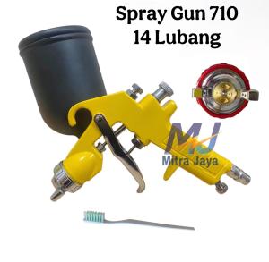 Spray Gun 710 400CC Nozzle 1.5mm Black Yellow Alat Semprotan Kompresor Cat Tabung Atas Spray Gun 14 Lubang K710 F710 M710
