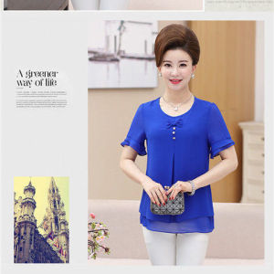 Blouse Plus Size Chiffon Womens Summer Loose Short-sleeved T-shirt Casual Blouse Tops