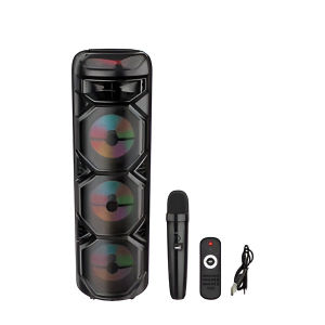 ZQS 8301 Bluetooth Speaker with 2 Wireless Microphones Portable Rechargeable Outdoor Party Speaker Waterproof & Super Bass Sound System Karaoke Best Price Outdoor Speaker