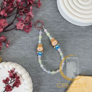 Part 6 LABUBU Viral Lanyard Tali Gantungan Gelang Strap HP Phone Charm Handphone Device Kamera Handmade Macaron Candy Lanyard Full Warna Korean Style Pink White Purple Blue Fuschia Estetik Bracelet Beads Character Karakter Pop Mart Porpmart LABUBU