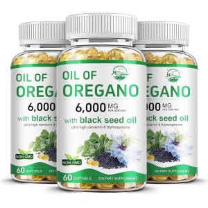 Natures Live Oil of Oregano with Black Seed Oil 2 in 1 Oregano Supplement for Immune Health Retains High Concentrated Carvacrol & Thymoquinone Non-GMO 60 Softgels 1 Pack