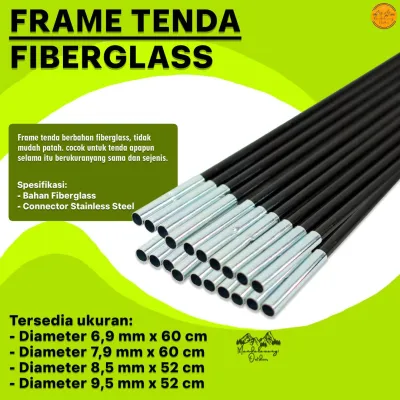 Frame Tenda Fiberglass size 6.9 mm dan 7.9 mm dan 8.5 mm dan 9.5 mm dan 11 mm Frame Tiang Tenda Fiber Frame Tenda Dome Fiber Glass
