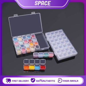 28 Grid Plastic Storage Box Pill Box Diamond Beads Case Rhinestone Nail Art Painting Kits Tools Storage Box Candy Color Compartments Organizer Transparent Divided Storage Jewelry Organizer Display Stand