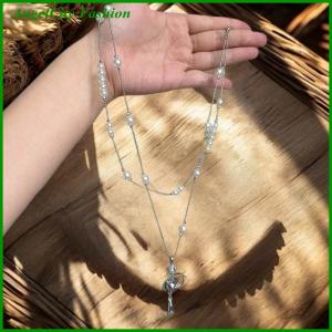 AngelCity Fashion Store Double-layer Imitation Pearl Necklaces For Women Water Drop Rhinestones Pendant Necklace Saturn Star Zircon Neck Chains Jewelry