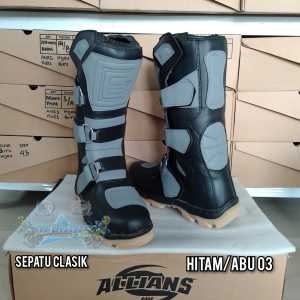 Sepatu Cross Safety Sepatu Trail Vintage Racing Sepatu Gunung Mx boots Sepatu Trabas Sepatu Cross Clasik 03 HITAM ABU