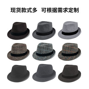 หมวกใหม่สำหรับผู้ชายสำหรับฤดูใบไม้ผลิและฤดูใบไม้ร่วง หมวก Fedora ลายสก๊อตขนสัตว์ หมวกสุภาพบุรุษวัยกลางคนและผู้สูงอายุสำหรับผู้หญิง