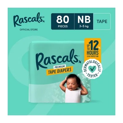 Rascals Tape Newborn Diaper Single - 80 PCS