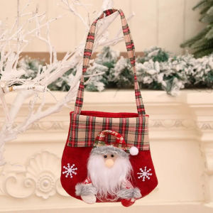 New Check Cartoon Christmas Candy Bag Gift Bag Christmas Handbag Apple Bag Christmas Gift