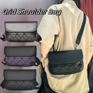 INK6755 PU Grid Shoulder Bag Waterproof Colorful Men Crossbody Bag Simple Multi-function Men Chest Bag Men/Women