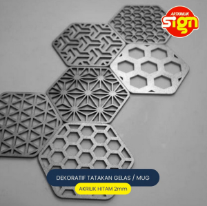 Artkrilik - Alas Gelas Akrilik | Alas Gelas Piring Akrilik Hitam 10 cm - Aesthetic