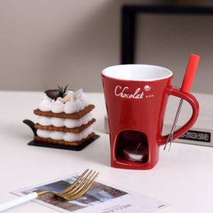 Enchanted Ceramic Melting Chocolate Mug - Versatile Dessert Warmer Cup with Built-In Stirrer