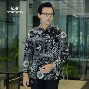 BATIK PUTRA JAWA Motif YUDHANERAS Kemeja Pria Slimfit Premium Bahan Katun Lapis Furing