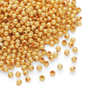 100-500Pcs 2.4/3.2/4/5/6Mm Gold Silver Bronze Tone ลูกปัดโลหะ Smooth Round Ball Spacer ลูกปัดสำหรับเครื่องประดับทำ DIY สร้อยข้อมือสร้อยคออุปกรณ์เสริม