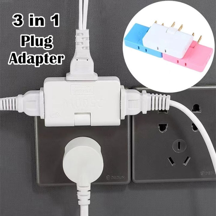 Foldable 3 In 1 Extension Plug Adapter 2500w Rotatable Socket Converter 