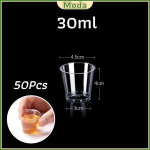 Moda 50pcs Disposable Plastic Cup Transparent Household Meal Cup Wedding Cups 30ml 50ml