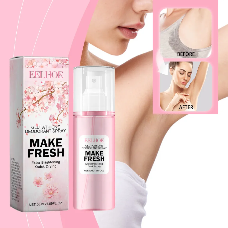 EELHOE Glutathione Deodorant Spray Body Odor Remover Antiperspirant Armpits Immediately Dry Odor Inhibition 50ml