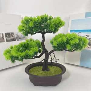 MIRELAE Green Artificial Bonsai Tree Black Greeting Pine Artificial Faux Plants Simulated Artificial Plant Greenery Home Decor