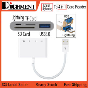 【🔥SG SELLER🔥】RICHMENTGADGET 4 in 1 USB OTG Card Reader Compatible SD/TF Card Camera Memory For iPhone Samsung huawei xiaomi Fast Charging ios Type C Port
