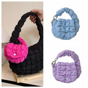 REEBO Quilted Cloud Pleated Coin Purse Mini Handbag Solid Color Small Wallet Fashion Sling Purse Travel