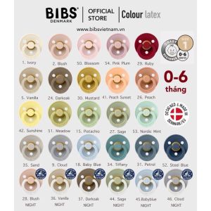 Ti giả chỉnh nha cho bé Bibs colour ty giả Bibs đầu tròn cao su tự nhiên - Monnie Kids