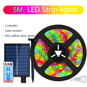 MIWAT Solar LED Light Strip 5m 10m Flexible RGB LED Strip 8 Lighting Modes IP67 Waterproof Fairy Lights Led Strip Light Waterproof Outdoor for Patio Garden Home Wedding Courtyard Christmas Decorations