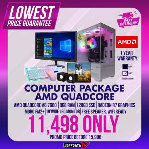 Computer Set AMD A8 7680 8gb  120gb SSD Radeon R7 19 Wide Monitor LED Keyboard and mouse Robin Case (jeffdata)