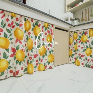 ม่านเคาน์เตอร์ม่านชั้นวางของผ้าไมโครเทคลายแบบน่ารักๆสั่งตัดตามขนาดได้ช่องสอดราว 5 ซม.(ราคาต่อ 1 ชิ้น)