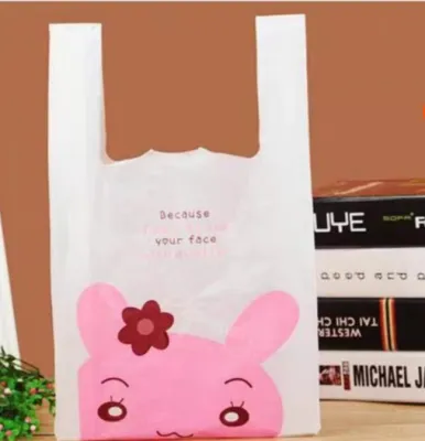 50pcs Cute Thank You Plastic Bag Singlet Bag Handle Packaging Shopping BagGoddies Bag