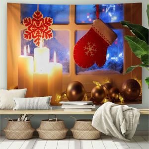 Christmas background cloth Nordic fireplace background wall cloth Christmas decoration hanging cloth Christmas tree Santa Claus tapestry cloth
