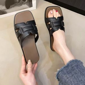 [Free Shipping] Korean-Style Casual Wedge Sandals WomenS Summer Fashion Outdoor Sandals Color-Block Square-Toe Sandals Ins Style