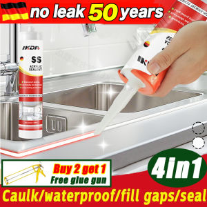 🌈1 s to dry🌈Silicon Sealant Acid Roof sealant waterproof fill the gap 300ml Clear White Sealing 360° construction without dead angle Sealant waterproof roof leak waterproof and anti-mold Caulking Gun cracks Repair Waterproof Sealant Household Mul