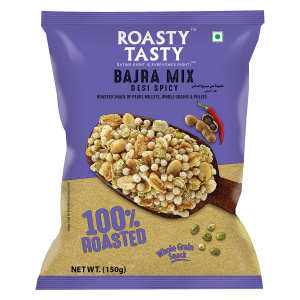 Roasty Tasty Bajra Mix Desi Spicy 150g | 100% Roasted Healthy Millet Snack | High Protein | Whole Grain | Ready to Eat | Vegetarian
