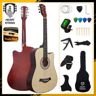 Heart String Guitar 38 Inches Acoustic Guitar Original Low Action Guitar for Beginners Kids Adults Students