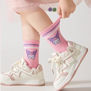 Christmas gifts Halloween 5Pcs Halloween Kuromi Girls Cartoon Socks Sanrio Spring Autumn Anime Kawaii Breathable Cotton Socks Comfort Absorb Sweat Socks