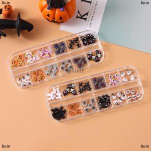[COD] Buin 12 Grids Cute Spooky Ghost Pumpkin Nail Art Decorations Spider Bat Halloween Gothic Design Nail Art Jewelry Manicure Accessories