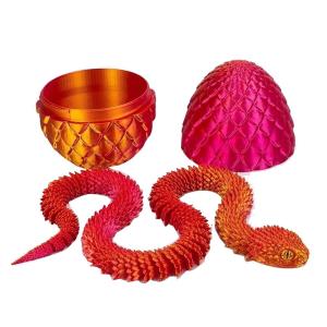 3D Printed Snake Toy Articulated Snake Ornament Egg with Snake Inside Flexible Fidget Toy for Desk Decoration