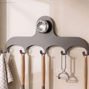 GGR No Drill Suction Cup Kitchen Hooks Creative Space Saving Wall Mount Rack Decor Sturdy Utensil Hanging Holder Kitchen