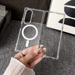 Four Corner Air Cushion Z Fold 7 Clear Anti-Drop Case Cover MagSafe Magnetic Ring Samsung Galaxy Z Fold7 Casing PC & TPU Shockproof Transparent Protective Phone Case Accessories