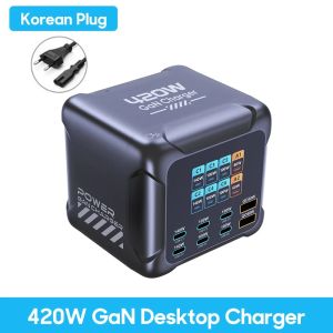 Ubigbuy 420W GaN Charger PPS PD3.1 140W USB Type C Charger Digital Display Fast Charging Station for iPhone 17 Samsung