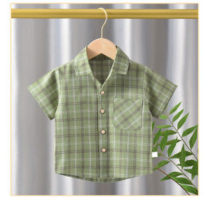 เสื้อเชิ้ตเด็กแขนสั้น ลายสก๊อต เสื้อเด็กเล็กถึงเด็กโต มีไซร์ 110-160