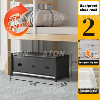 STON 4/5/6 Layer Shoe Rack Dustproof Waterproof Tier Stackable Shoes Organizer Box Case Storage Stand With Cover