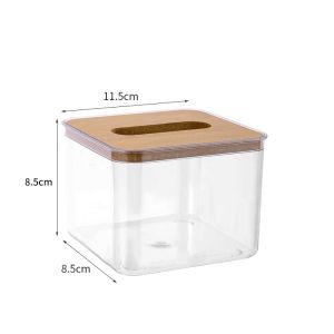 Tempat Kotak Tisu Dengan Tutup Kayu Minimalis Organizer Modern Aesthetic Transparan Minimalis Kotak Tissue Nordic Style Tutup Kayu Wadah Tisue