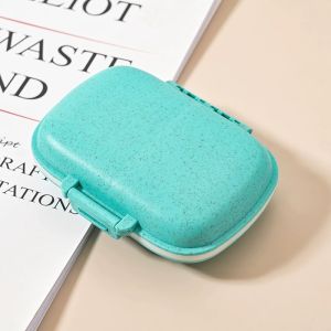 【SKIT SG】8 Grids Sealed Pill Organizer Daily Pill Case Small Pill Box Portable Pill Container Medicine Health Supplements 8 Grids Organizer Container For Tablets Travel Pill box With Seal Ring Small Box For Tablets Wheat Straw Container For Medicines