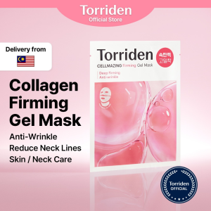 Torriden Cellmazing Collagen Firming Gel Mask 4 Sheets | Anti‑Wrinkle | Skin Lifting | Reduce Neck Lines | Moisturizing | Elasticity Boost | Youthful Plump Skin | Face & Neck Dual‑Use Gel Sheet Mask