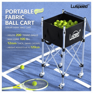 SQMETR Stainless Steel Tennis Ball Insert Trolley Height Adjustable Luspeed Ball-collecting Basket Portable Large Capacity Ball-loading Frame Tennis Accessories