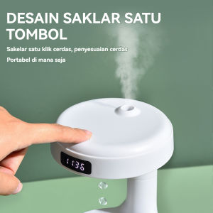 Pelembap Udara Anti Gravitasi Kapasitas 800Ml Tampilan Jam LED Lampu Malam Penyebar Pembersih Aromaterapi