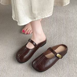 [Free Shipping] Flat-Soled Open-Toe Half-Slipper Sandals For Women 2026 Summer New Style Soft-Soled Slip-On Sandals For Women