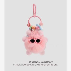 Plush Keychain Elf Rex Rabbit Hair Pendant Imitation Plush Pendant Coal Ball Colorful Cute Creative Bag Pendants