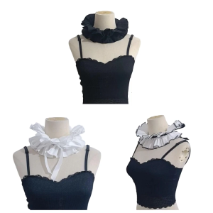 Elegant Courtstyle Ruff Collar Laceup Tied Collar Adjustable Neckwrap for Women Formal Event Party Clothing Decoration